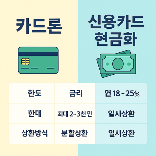 카드론 신용카드 현금화 비교